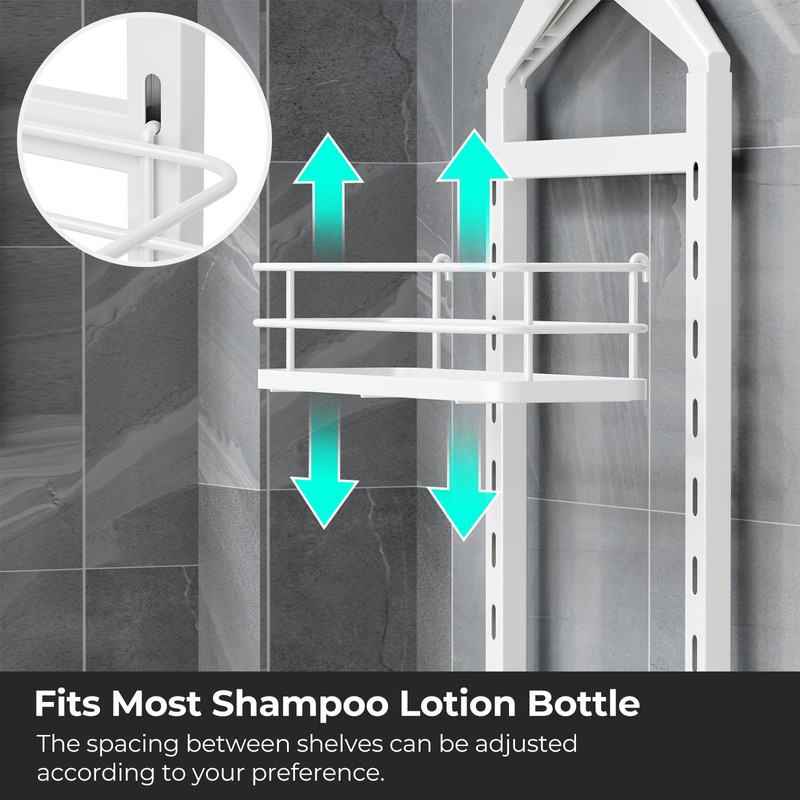 ODesign 4 Tier Height-Adjustable Shower Caddy Hanging Anti-Swing-Over The Shower