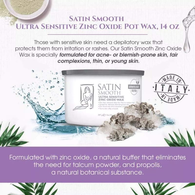 Satin Smooth Zinc Oxide Hair Removal Wax 14oz (Pack of