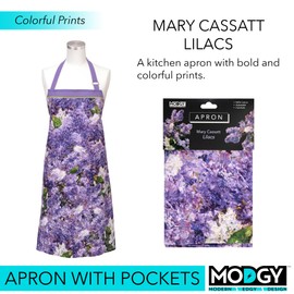 MODGY Kitchen Apron with Pockets for Women and Men, Baking, Cooking, BBQ, Adjustable, Cotton, Novelty Art Gifts, Mary Cassatt Lilacs
