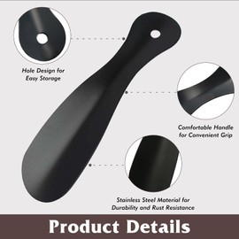 Tienyuu Metal Shoe Horn Set of 3 – Stainless Steel 7.5-Inch Portable Shoehorns for Travel, Protects Shoes & Eases Footwear Wear