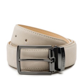 Riemen & Co DTCH.FIT Oliver Suede Belt - Adjustable Buckle in Gunmetal - 3.5 cm Wide, beige