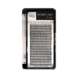 Sharp Lash 5D, Premade Volume Lashes with Long Stem for Eyelash Extensions, 400 Units of Narrow Fans with 0.07mm Thickness and Various Curls and Lengths by Amber Lash (B 17mm)
