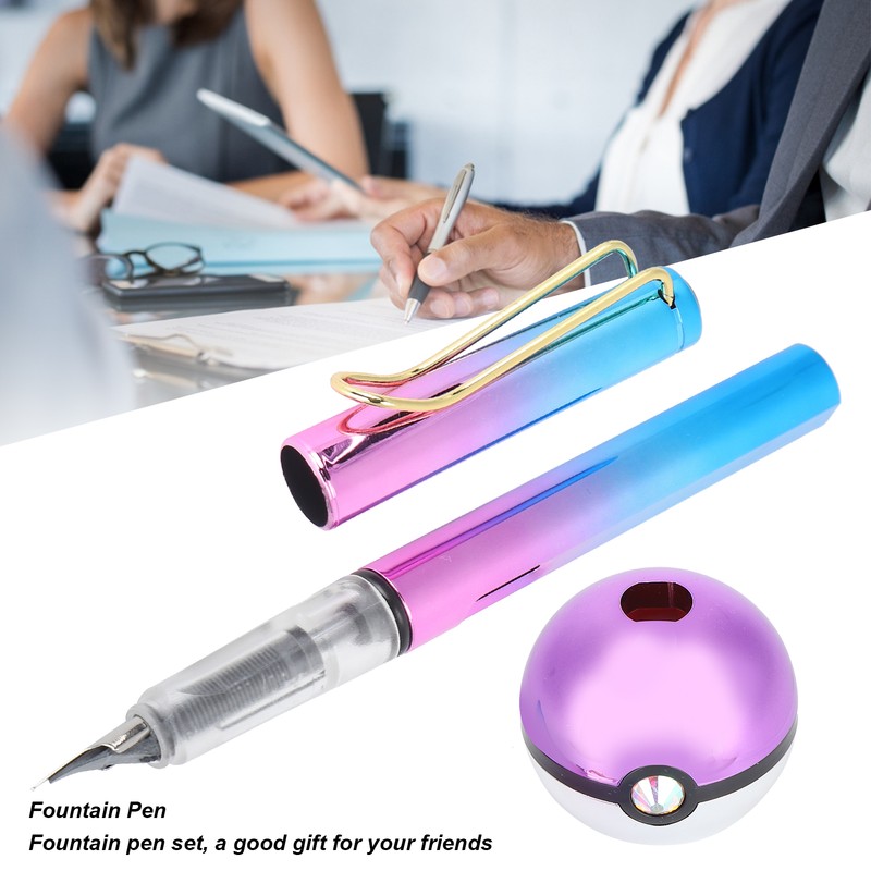 0.38mm Fountain Pen Set 2 Ink Cartridges Smooth Writing Signing