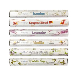 6 x Boxes of Stamford Incense Sticks- Jasmine, Dragons Blood, Lavender, Vanilla, White Musk and White Sage With Free Shakti Incense Stick