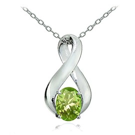 Plata de Ley auténtica o creado Gemstone colgante de infinito pulido collar