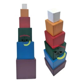Material Didáctico Montessori Madera Torre Apilar Cubos Bebe
