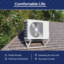 WeCooper Rooftop Mini Split Mount Bracket 9000to24000BTU,Heavy Duty Adjustable Roof Bracket More Stability&Level for for Ductless MiniSplit Air Conditioner Condenser Unit&Heat Pump,Support to 330LB