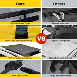 Car Roof Bag Rooftop Cargo Carrier, 21 Cubic Feet Waterproof Roof Luggage Cargo Carrier Bag with Anti-Slip Mat for All Cars Vehicles SUV with/without Rack (with 2PCS 4M Ratchet Straps)…