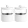 Gaussra White Apothecary Jars, White Qtip Holder - Stainless Steel