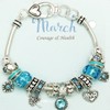 Falari Birthstone Bracelet Multi-Color Charm Beads Silvertone March OB07234-MAR
