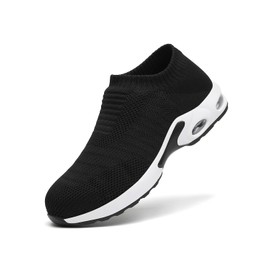 Steel Toe Shoes for Women with Arch Support, Lightweight Comfortable Work Safety Shoes Slip Resistant Indestructible Sneakers Black White 40