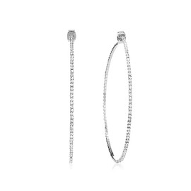 RIAH FASHION Glitter Rhinestone Statement Hoop Earrings - Sparkly Crystal Geometric Round Metal Hoops, Metal, No Gemstone