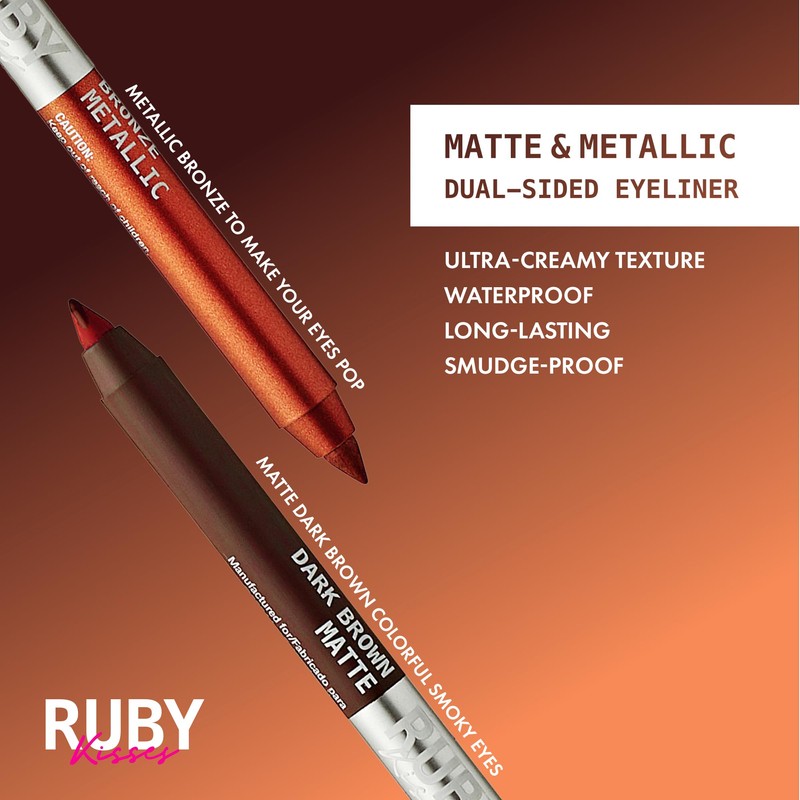 Ruby Kisses Waterproof Matte & Metallic Duo Eyeliner - Dual-Ended