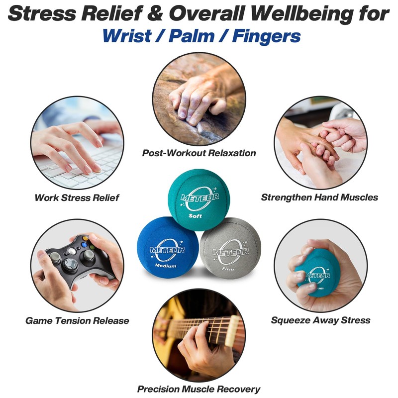 METEOR Stress Ball Set of 3 – Soft, Medium, Hard