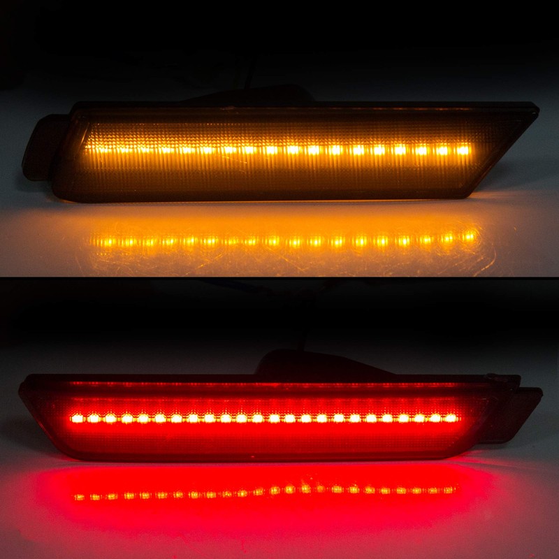 ECOTRIC Side Marker Light Compatible with 2010-2015 Chevy Camaro Amber/Red