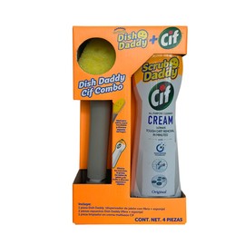 Scrub Daddy Dish Daddy Cif Combo (1 Dish Daddy  1 Limpiador en crema multiusos CIF  1 Repuesto Dish Daddy)                                            