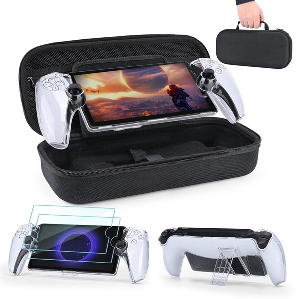 Younik PS Portal Case, 4 In 1 PS Portal Accessories with 2 Screen Protectors and Clear Protective Case, Protective Hard Shell Carrying Case