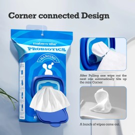 matern'ella Hanging Flushable Wipes Unscented Extra Large Corner-Connected Wet Wipes Adult Plant Based Fibers with Probiotics Al