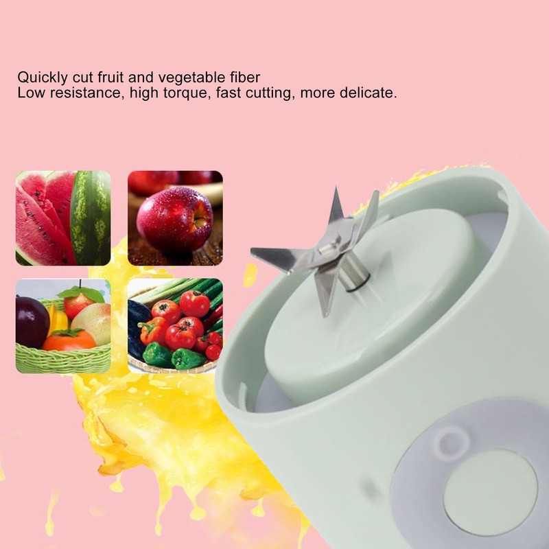 Electric USB Juicer Blender Green 6 Leaf Blades 1300mAh 500ml