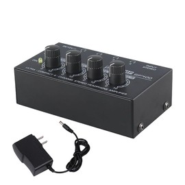 Headphone amplifier, headphone amplifier, 4-channel monitor, 6.5 mm output and input sockets, high sound resolution, with 12 V power supply, ideal for gigs, lessons, guitars, etc.