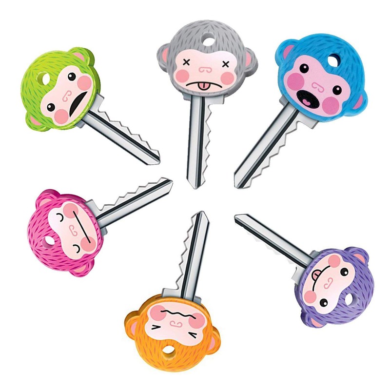 LHKJ Set of 6 Cute Monkeys Key Caps, multicoloured
