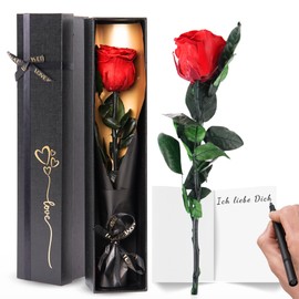 Trends by Twins® Eternal Rose, Infinity Rose as a Gift for Women and Girlfriend Gift, Artificial Flowers Like Real Roses, Best Friend Gifts and Mum. (Red/Gold)