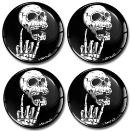 Biomar Labs® 4 x 60mm 3D Domed Car Wheel Centre Rims Hub Skull Heavy Metal Stickers Decals For Caps Vehicle Auto Tuning Emblem A 2760