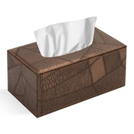 Colylan Tissue Box Cover Rectangular Tissue Box Holder for Bathroom (Retro Brown)