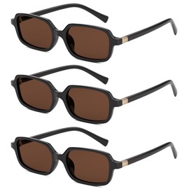 ELITERA Retro Polarized Sunglasses for Womens - Men Trendy Rectangle Sunglasses Vintage Style Small Sunnies(3pc Tea,50mm)