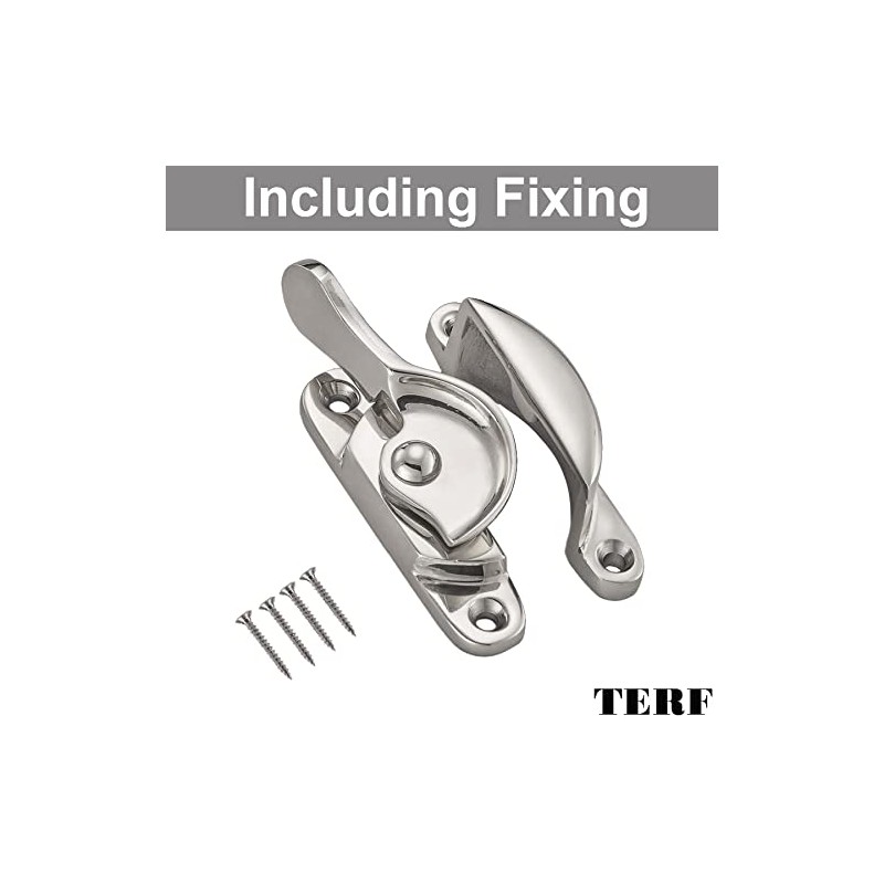 TERF® Traditional Polished Chrome Sash Window Lock Catch Latch Fitch