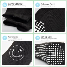 GRPSKCOS Non Slip Toddler Socks 15 Pairs Anti Skid Toddler Low Cut Grip Socks for Boys Girls（#2 Black + Light grey, 3-5T）