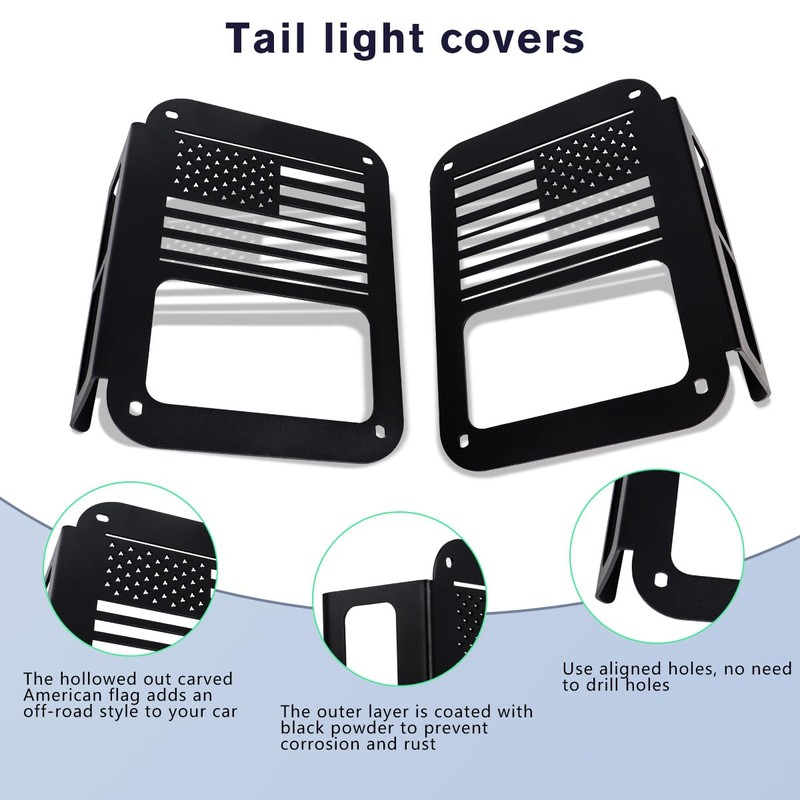 GLOBLED Tail Light Cover Compatible with Jeep JK Wrangler 2007-2018,