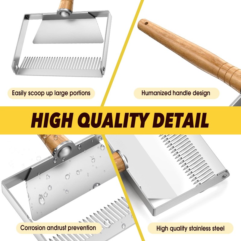 Dolenor Honey Uncapping Scraper, Tine Hive Scraper Tool Wooden Handle,Honeycomb