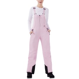 WULFUL Womens Insulated Snow Bibs Waterproof Winter Ski Pants Snowboarding Overalls Pink