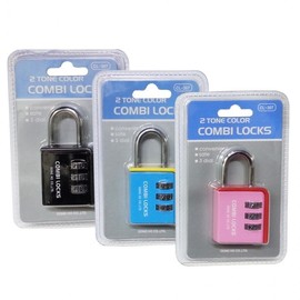 Combi-Lock 3-Digit Combination Padlock (CL-307) Dial Lock Locker Lock Black 2ea