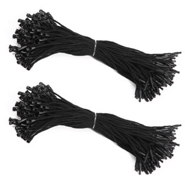 1000 Pcs 7.7Inch Black Thick Hang Tag String Cotton with PP Plastic Locks,for Labels,Tags, Boutiques, Online Stores, Jewelry Shops, Craft Projects