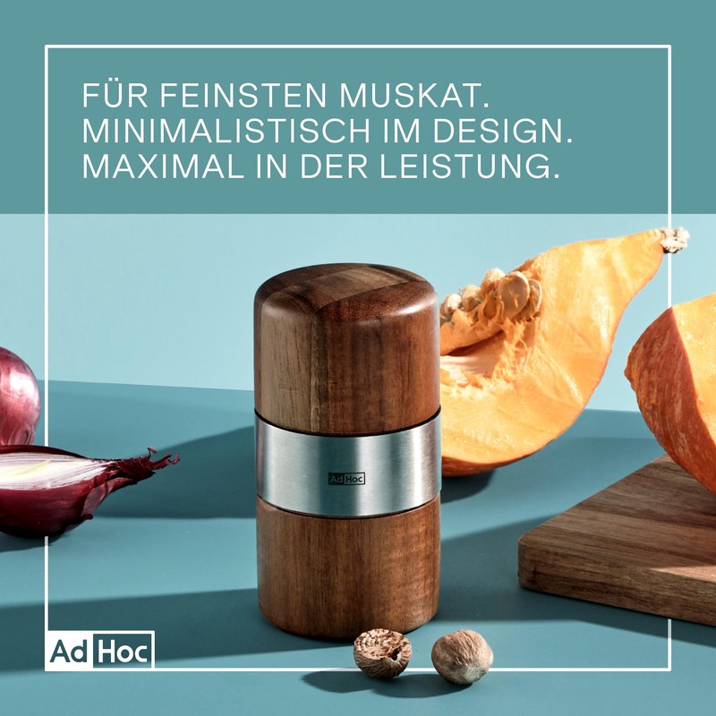 AdHoc Nutmeg Mill with Sharp Stainless Steel Blade Muskato