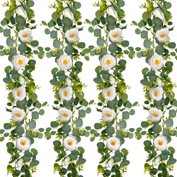 Zaphyron 2 Stück Künstliche Blumengirlande 1,8m Eukalyptu Kunstblumen Girlande eukalyptus