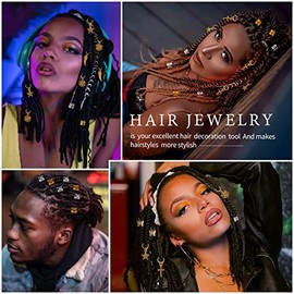 230PCS Hair Jewelry Beads，Dreadlocks Jewels for Women Braids, Gold And Silver Winding Line, Metal Hair Rings Cuffs Clips，Hair Charms Pendants Braid Lo