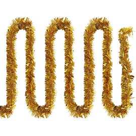 39.3 Feet/12M Tinsel Wire Christmas Garland Decoration, Shiny Gold Metallic Hanging Twist Garland for Christmas Tree Festival Home Decorations DIY Crafts (Golden)