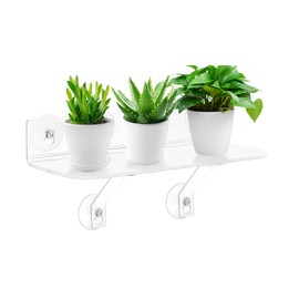 15 Inch Suction Cup Shelf for Plants Window, 6IN Extra Wide with Load-Bearing Brackets Window Shelf for Plants, Acrylic Sill Extender for Growing Herbs, Micro Vegetables, Succulents, Clear-1
