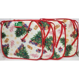 CHRISTMAS HOUSE 4 THIN CHAIR PADS CUSHIONS,CHRIS