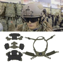 Sunicon Combat Helmet Padding Kit, Tactical Helmet Padding Kit, Tactical Helmet Dial Suspension System Chin Strap with Bolts and Screws for Scooters, Skateboards(Army Green Sponge)