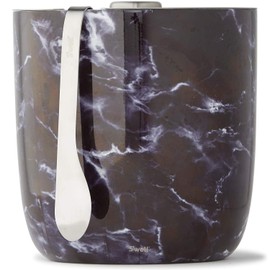 S'well Stainless Steel Ice Bucket with Tongs - Holds 68oz of Ice - Black Marble - Triple-Layered Vacuum-Insulated Container Designed to Keep Ice Colder, Longer - BPA-Free Designer Barware Accessories