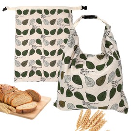 Beeswax Bread Bags for Homemade Sourdough, Sourdough Bread Bag with Zipper, 2 Pack Cotton Large Food Storage Bags to Keep Fresh