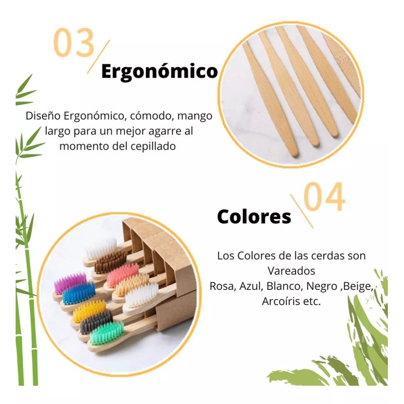 Universo en Linea Paquete 20 Pzas Cepillo Dientes Bambú Biodegradable