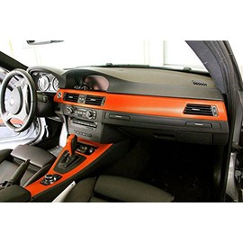 DIYAH 3D Carbon Orange Fiber Film Twill Weave Vinyl Sheet Roll Wrap DIY Decals (120" X 60" / 10FT X 5FT)