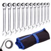 Qnkaa Ratchet Spanner Set Combination Wrench 12 Piece Metric Sizes