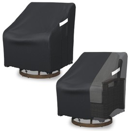 STARTWO Outdoor Swivel Lounge Chair Cover 2 Pack, Waterproof Patio Chair Covers for Outdoor Furniture,Fits 37.5Wx39Dx38.5H Inches, Patio Furniture Covers for Lawn Chairs with Windproof Buckles, Black