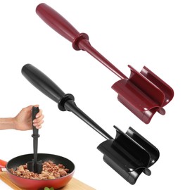 OUZHOU Mince Masher Meat Chopper, 2pcs Mince Meat Masher with 5-Blade Head, Heat Resistant Meat Masher, Non Stick Mix Potato Masher, for Home Kitchen Hamburger Meat, Beef, Potato, Fruit,